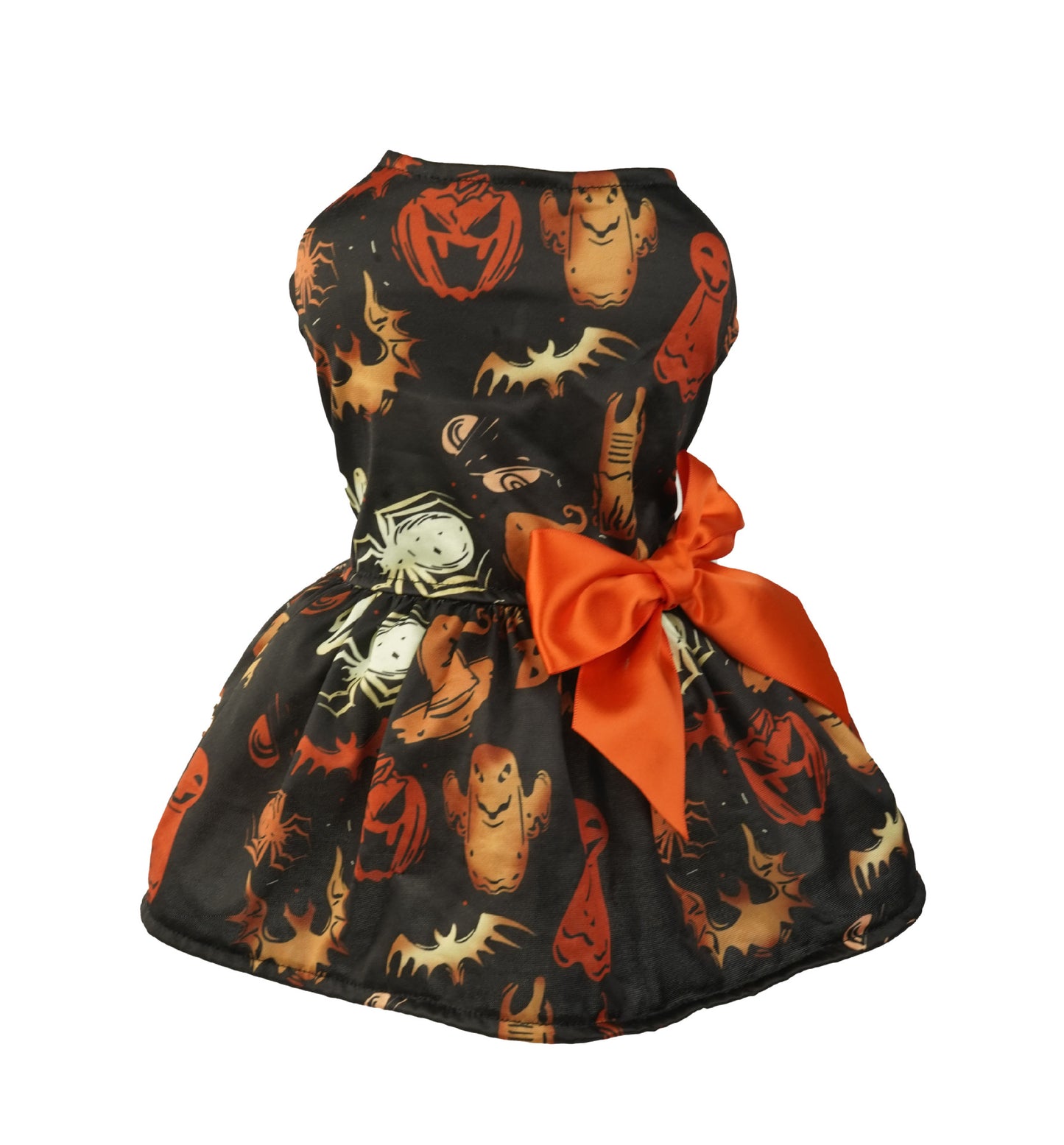 Halloween Small Dog Clothes Pet Dress Pumpkin Print Chihuahua Yorkie Mesh Party
