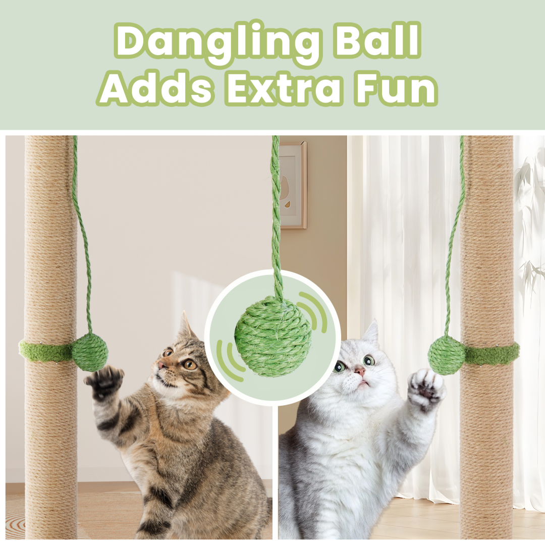 Cat Scratching Post, 33 Scratcher Tall Posts With Dangling Ball For Indoor Cats