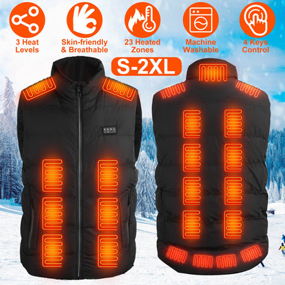 1Pc Heated Vest Men Women Jacket With 23 Heating Zones 3 Heat Levels USB