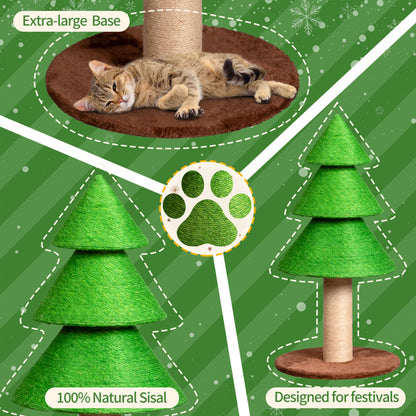 31.5in Christmas Tree Cat Scratcher, Scratching Post For Indoor Cats, Large