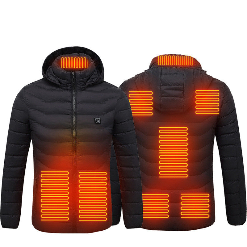 Men Heated Puffer Jacket Electric Heating Coat Insulated Hood Windbreaker 9Heat