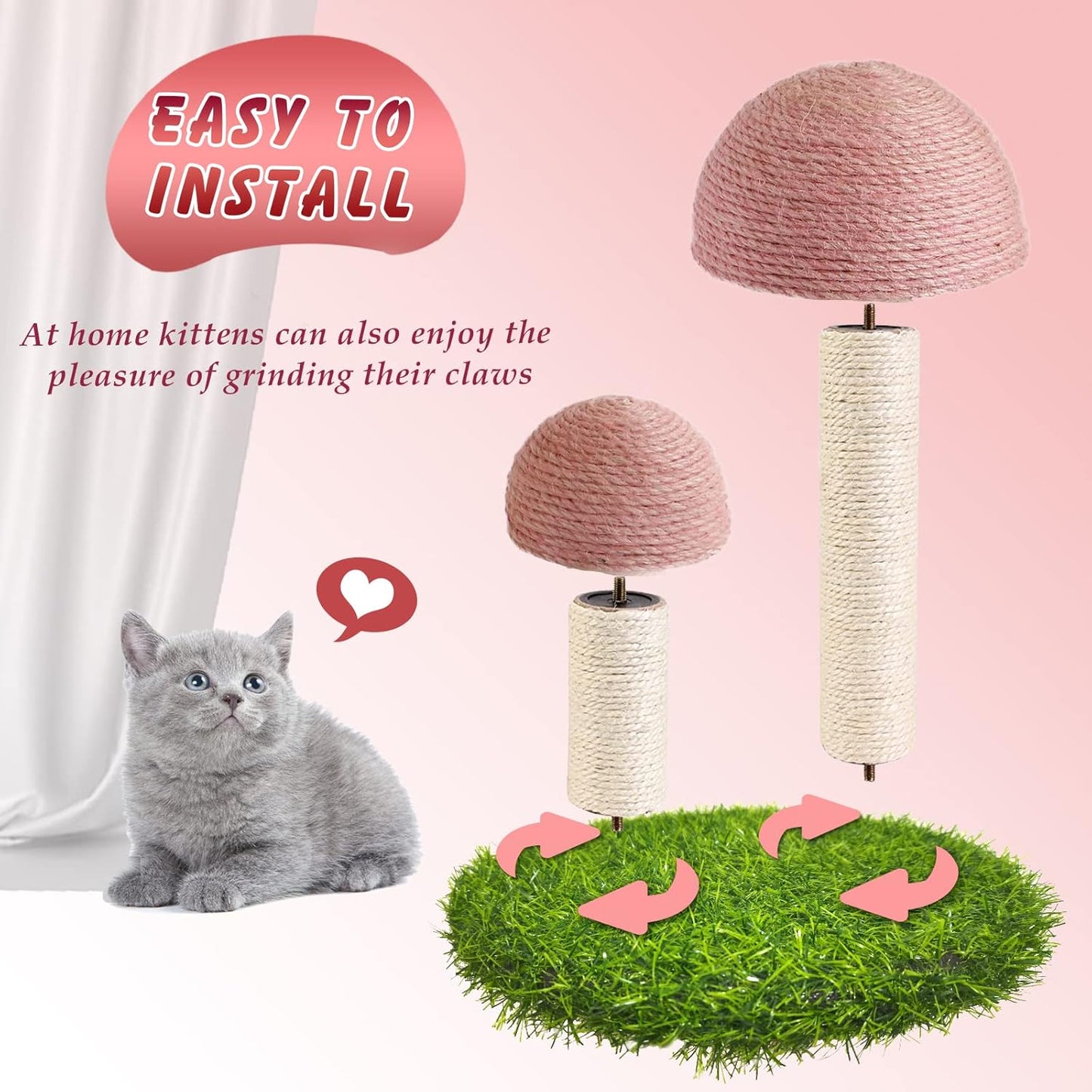 Cat Scratching Post Mushroom Scratcher Featuring With Natural Sisal Caps