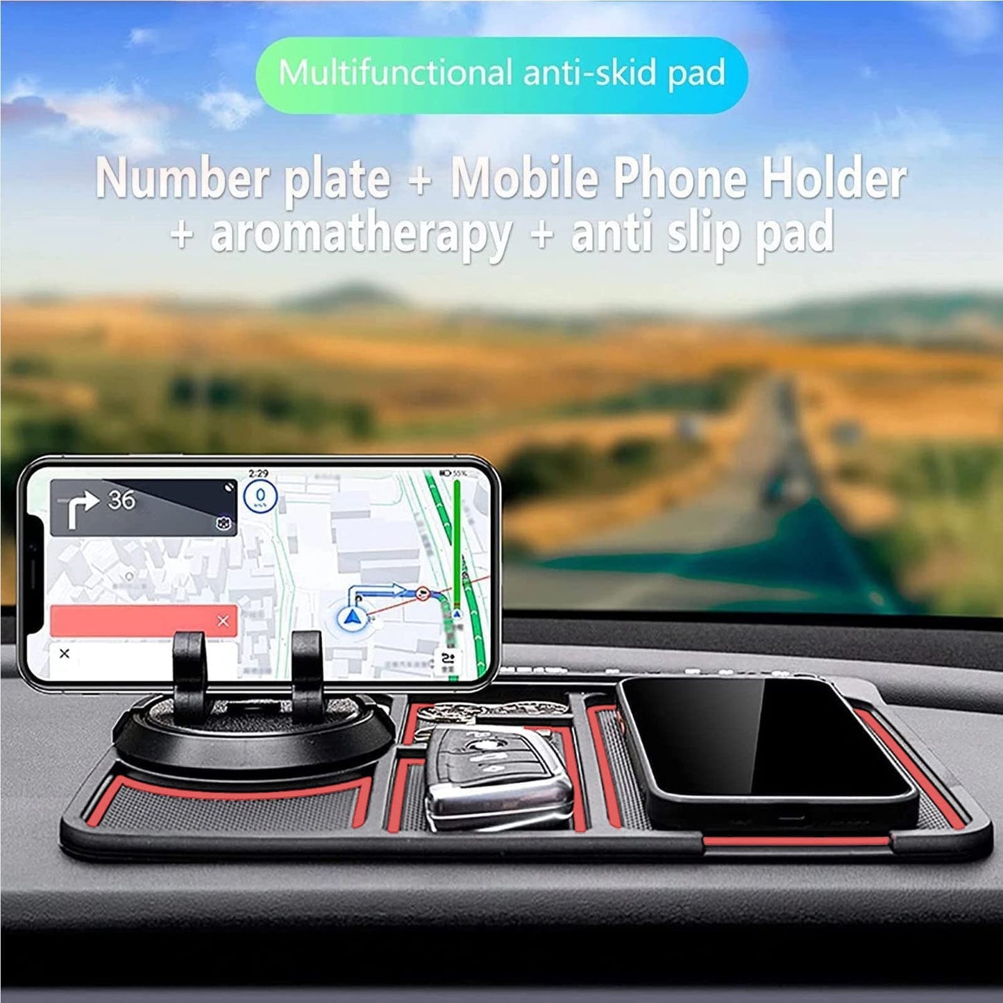 Non-Slip Car Phone Pad For 4-in-1 Parking Number Card Anti-Slip Mat Auto Holder