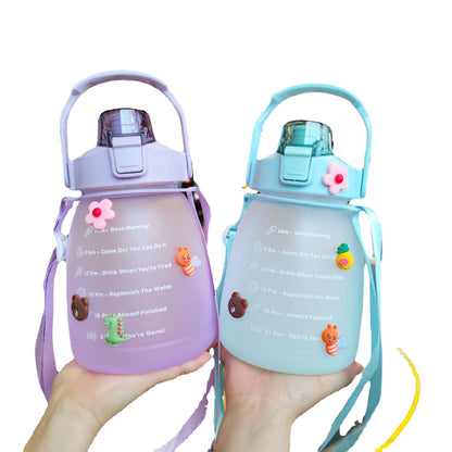 Gradient Big Belly Cup Cute Fat Pot Fitness Outdoor Sports Bottle Straw Student