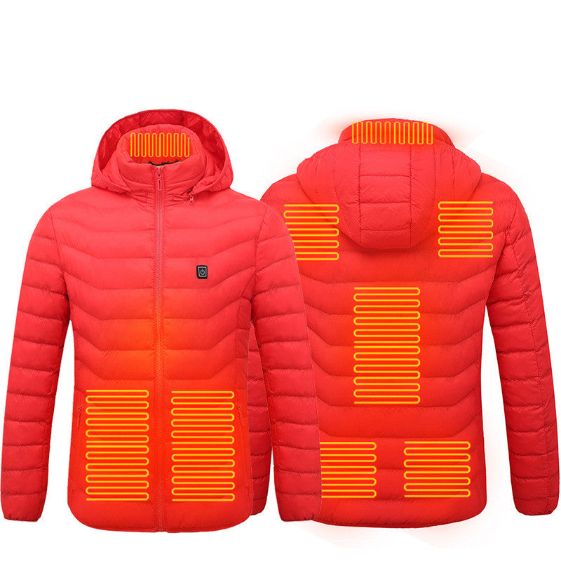 Men Heated Puffer Jacket Electric Heating Coat Insulated Hood Windbreaker 9Heat