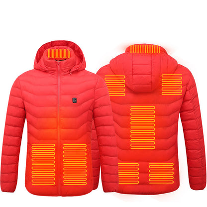 Men Heated Puffer Jacket Electric Heating Coat Insulated Hood Windbreaker 9Heat