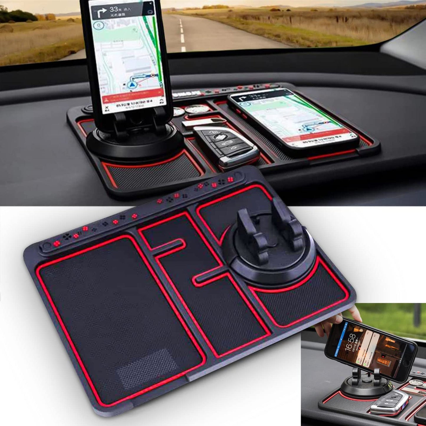 Non-Slip Car Phone Pad For 4-in-1 Parking Number Card Anti-Slip Mat Auto Holder