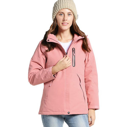 Men Women Winter Thick USB Heating Cotton Jacket Outdoor Waterproof Windbreaker