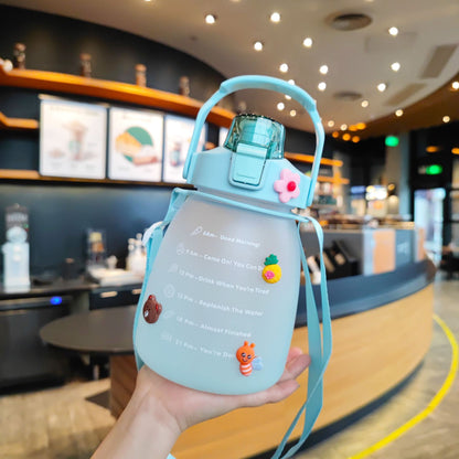 Gradient Big Belly Cup Cute Fat Pot Fitness Outdoor Sports Bottle Straw Student