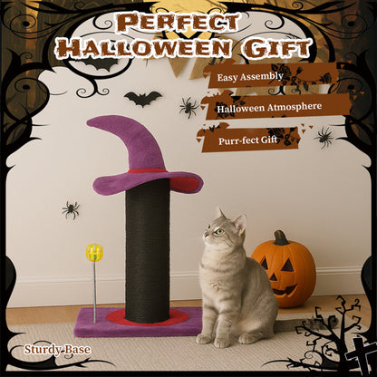 Wizard Hat Cat Scratching Post With Spring Ball Toy For Indoor Cats, Halloween