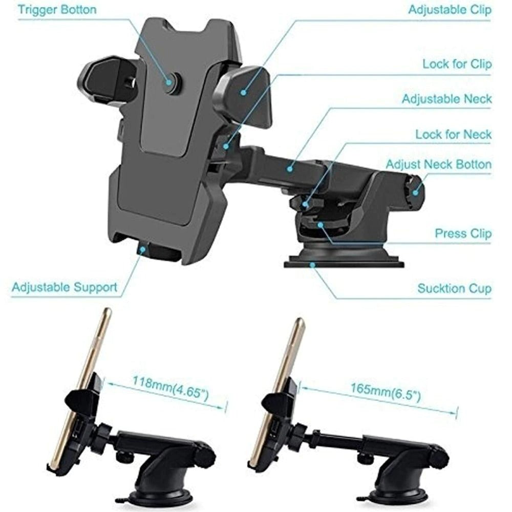 Windshield Car Phone Holder Universal in Cellphone Stand Adjustable Suction Cup