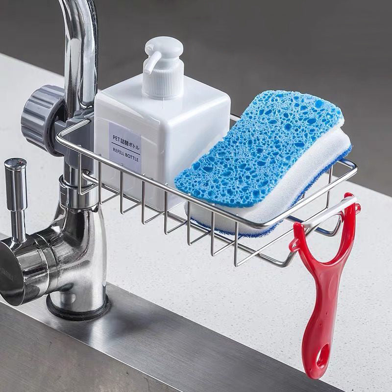 Adjustable Sink Drain Rack Sponge Storage Faucet Holder Soap Drainer Shelf