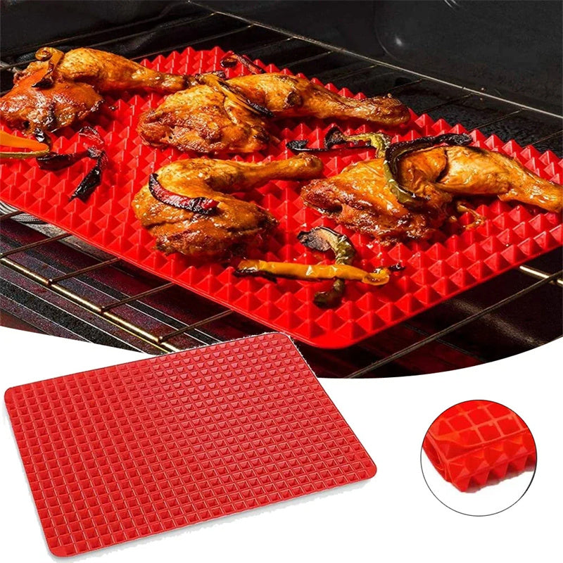 Non-Stick Silicone Pyramid Cooking Mat Baking With Grid Versatile Oven BBQ