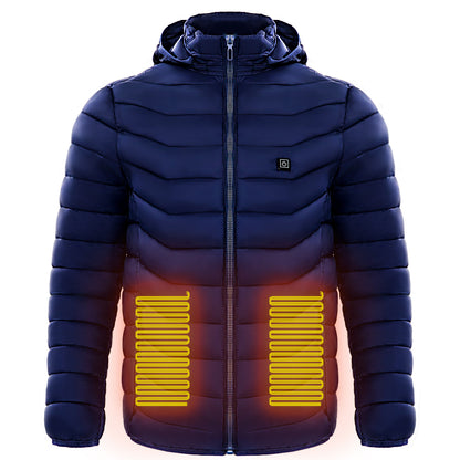 Men Heated Puffer Jacket Electric Heating Coat Insulated Hood Windbreaker 9Heat