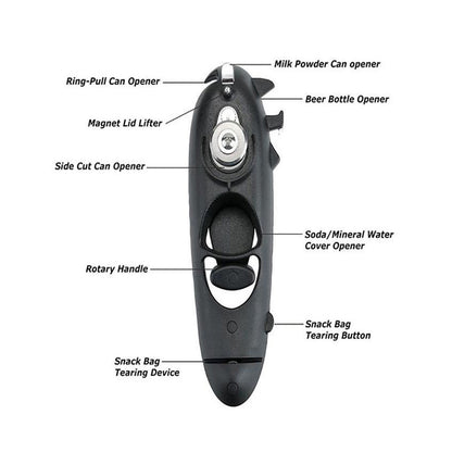 Multifunction Can Opener 8 In 1 Manual Kitchen Tool Bottle Jar Portable Gadget