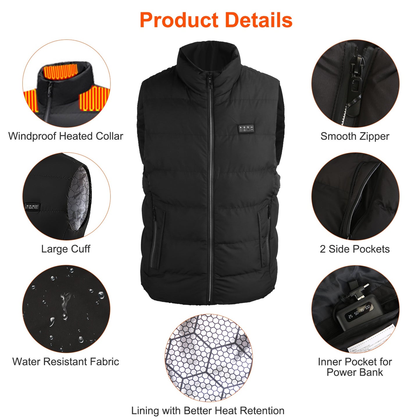 1Pc Heated Vest Men Women Jacket With 23 Heating Zones 3 Heat Levels USB