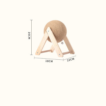 Cat Scratcher Sisal Rope Ball Scratching Post Wood Stand Anti-Scratch Toy For
