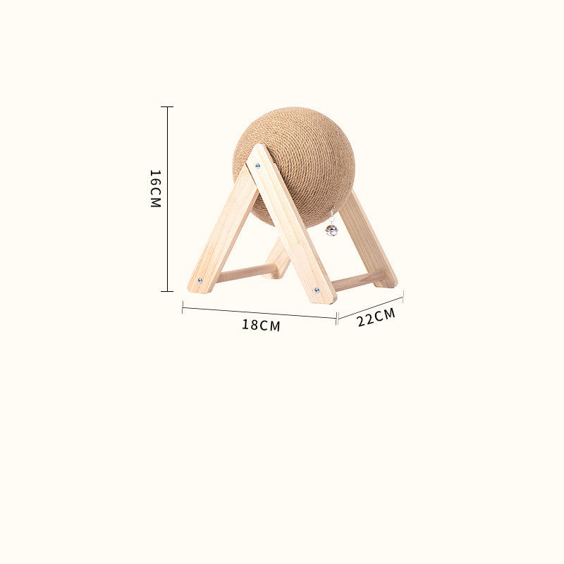 Cat Scratcher Sisal Rope Ball Scratching Post Wood Stand Anti-Scratch Toy For