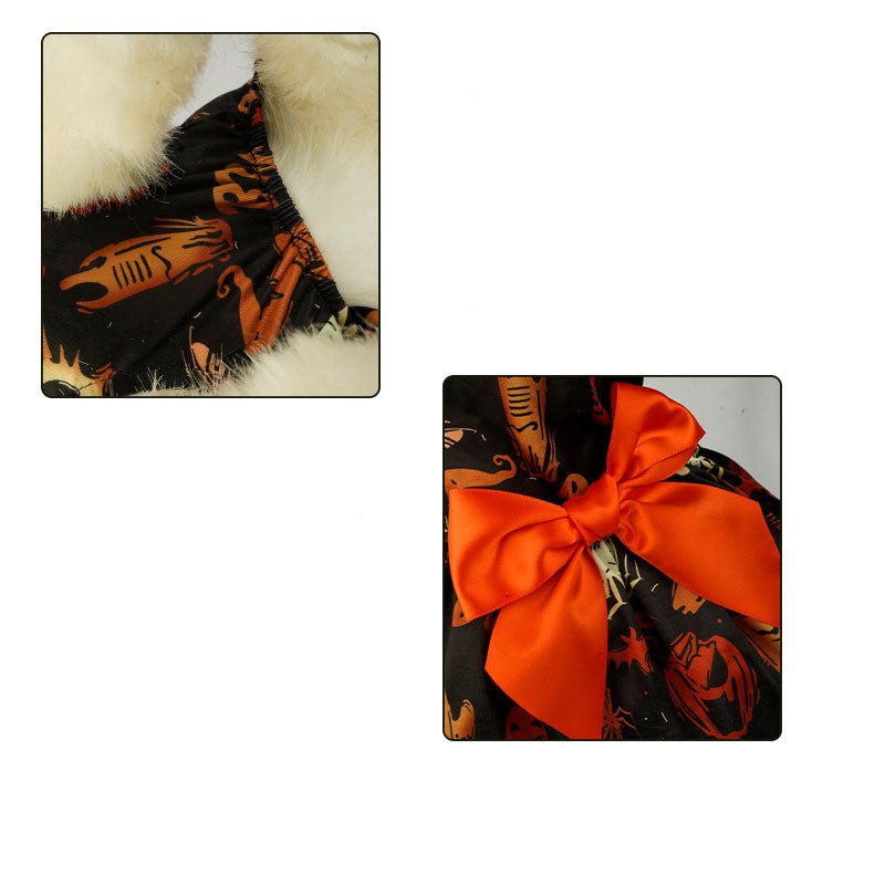 Halloween Small Dog Clothes Pet Dress Pumpkin Print Chihuahua Yorkie Mesh Party