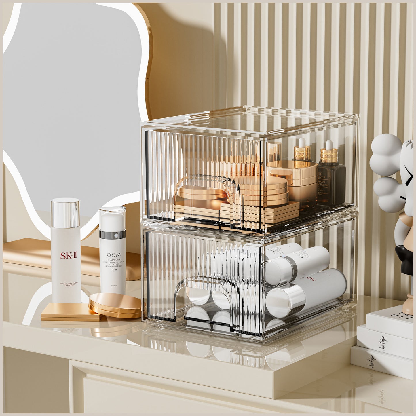 1, 2, 3, 4 Pack Clear Stackable Acrylic Drawers Cosmetic & Home Storage