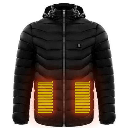 Men Heated Puffer Jacket Electric Heating Coat Insulated Hood Windbreaker 9Heat