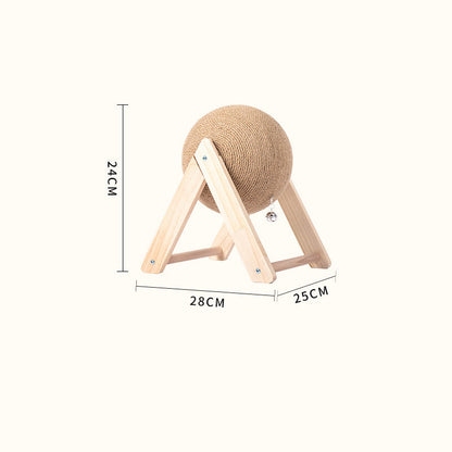 Cat Scratcher Sisal Rope Ball Scratching Post Wood Stand Anti-Scratch Toy For