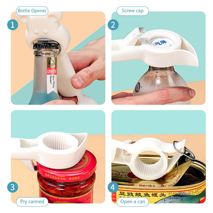 Cute Multifunction Jar Can Beer Bottle Opener Manual 4 In 1 Multifunctional