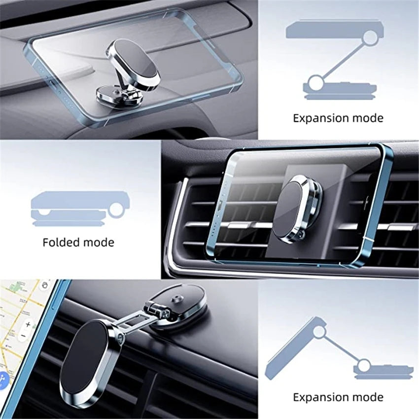 Rotate Metal Magnetic Car Phone Holder Foldable Universal Mobile Stand Air Vent
