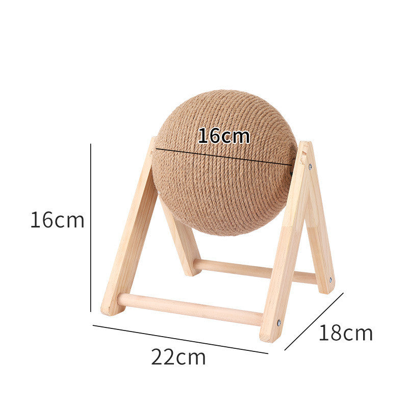 Cat Scratcher Sisal Rope Ball Scratching Post Wood Stand Anti-Scratch Toy For