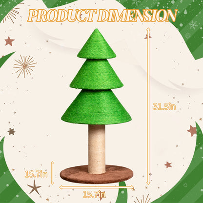 31.5in Christmas Tree Cat Scratcher, Scratching Post For Indoor Cats, Large