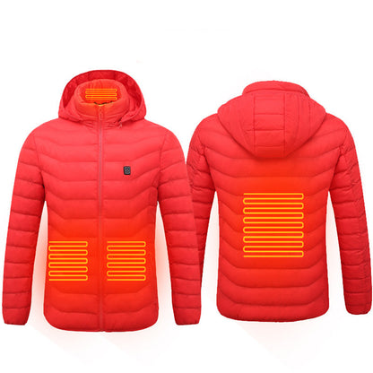 Men Heated Puffer Jacket Electric Heating Coat Insulated Hood Windbreaker 9Heat