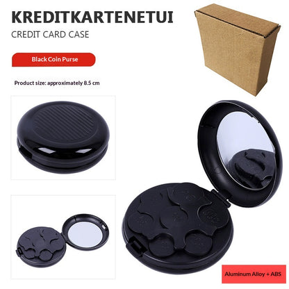 Portable Euro Coin Storage Box - Compact Money Organizer with Built-in Mirror