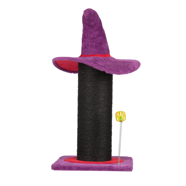 Wizard Hat Cat Scratching Post With Spring Ball Toy For Indoor Cats, Halloween