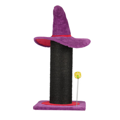 Wizard Hat Cat Scratching Post With Spring Ball Toy For Indoor Cats, Halloween