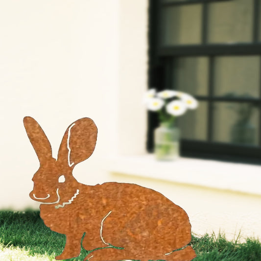 1pc Metal Bunny Yard Stake, Rabbit Garden Decor, Easter Country Animal Art Yard Sign, Outdoor Decoration For Lawn, Patio, Flower Bed, Flower Pot, Room Decor, Halloween Decor, Home Decor, Bathroom Deco