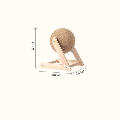 Cat Scratcher Sisal Rope Ball Scratching Post Wood Stand Anti-Scratch Toy For