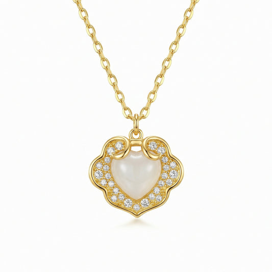 925 Sterling Silver Radiant White Heart Pendant Necklace with Sparkling Gemstone