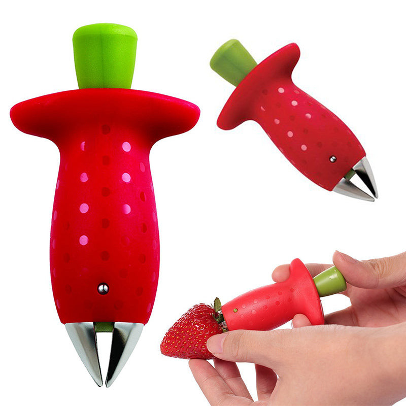 Strawberry Stem Remover Metal Plastic Fruit Leaf Tomato Stalks Knife Gadget