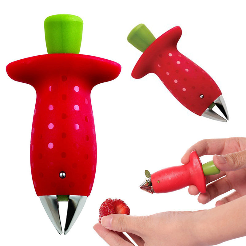 Strawberry Stem Remover Metal Plastic Fruit Leaf Tomato Stalks Knife Gadget