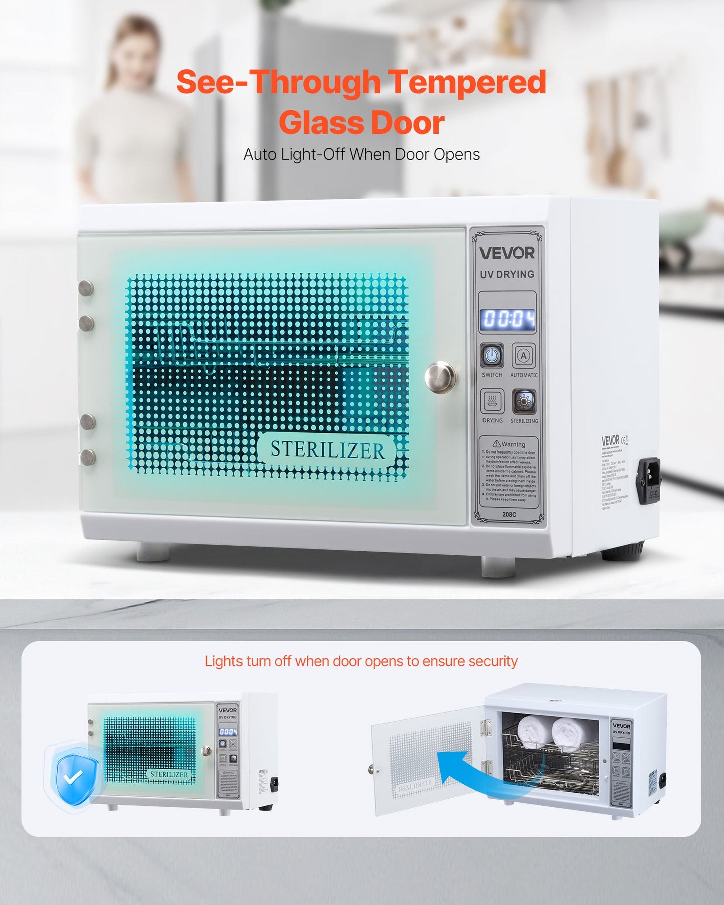 Nail Tool Cleaning Machine, 12L Large Capacity, Multi-Functional Cabinet