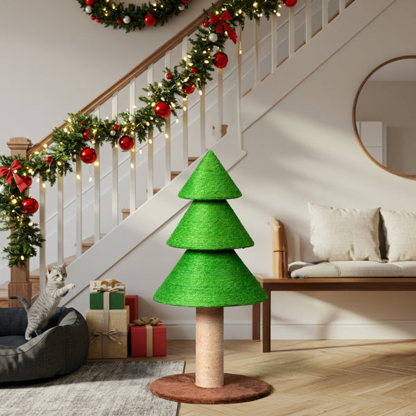 31.5in Christmas Tree Cat Scratcher, Scratching Post For Indoor Cats, Large