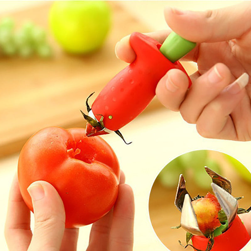 Strawberry Stem Remover Metal Plastic Fruit Leaf Tomato Stalks Knife Gadget