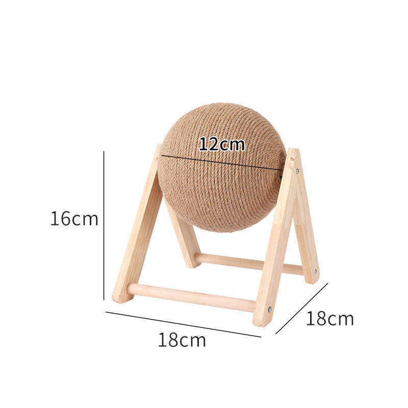 Cat Scratcher Sisal Rope Ball Scratching Post Wood Stand Anti-Scratch Toy For