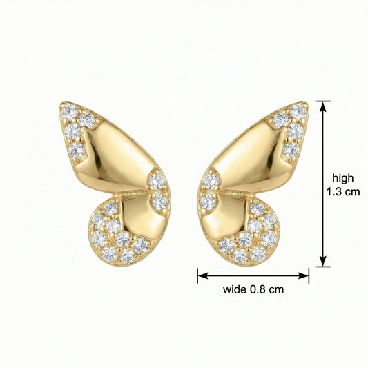 925 Sterling Silver Radiant Butterfly Wing Stud Earrings with Sparkling Pavé Acc