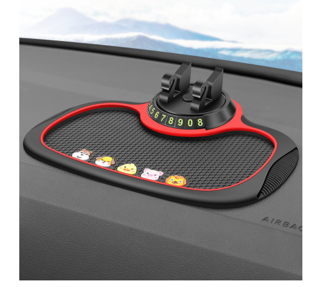 Non-Slip Car Phone Pad For 4-in-1 Parking Number Card Anti-Slip Mat Auto Holder