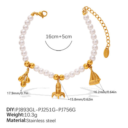 Luxury-lite Versatile DIY Pendant Bracelet Necklace With White Beads. Made Of St