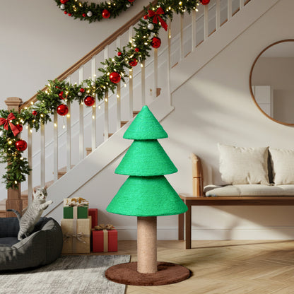 31.5in Christmas Tree Cat Scratcher, Scratching Post For Indoor Cats, Large