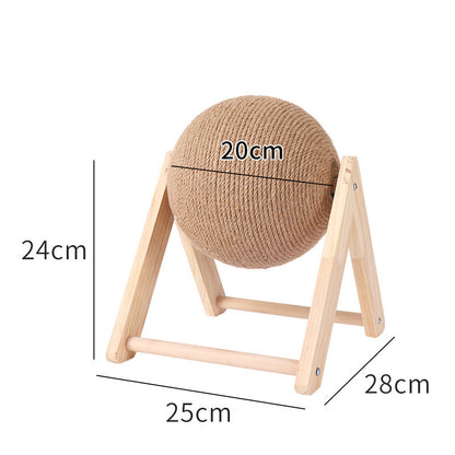 Cat Scratcher Sisal Rope Ball Scratching Post Wood Stand Anti-Scratch Toy For