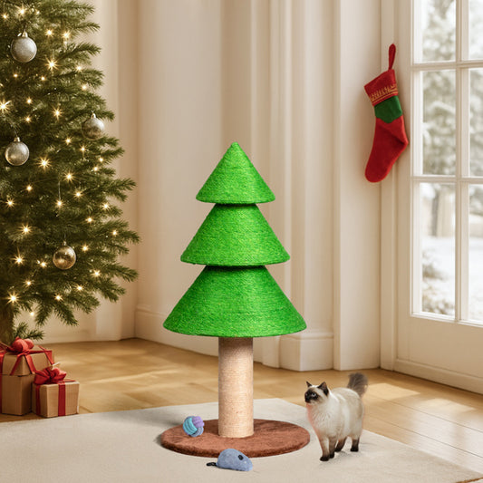 31.5in Christmas Tree Cat Scratcher, Scratching Post For Indoor Cats, Large