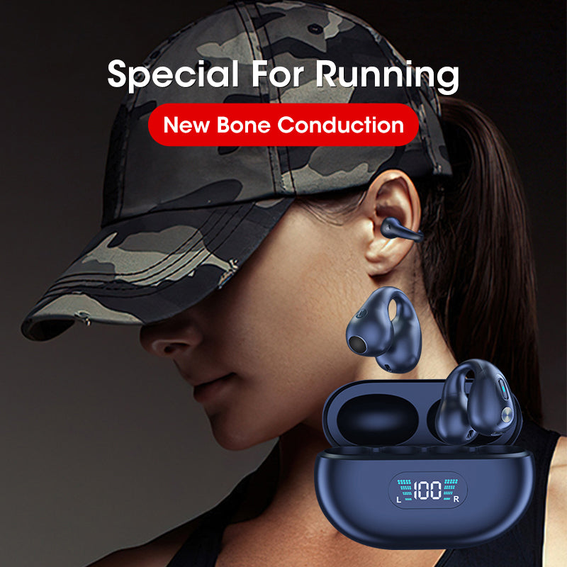 Bone Conduction Headphones TWS Earbuds Ear Clip Bluetooth 5.3 Touch Wireless